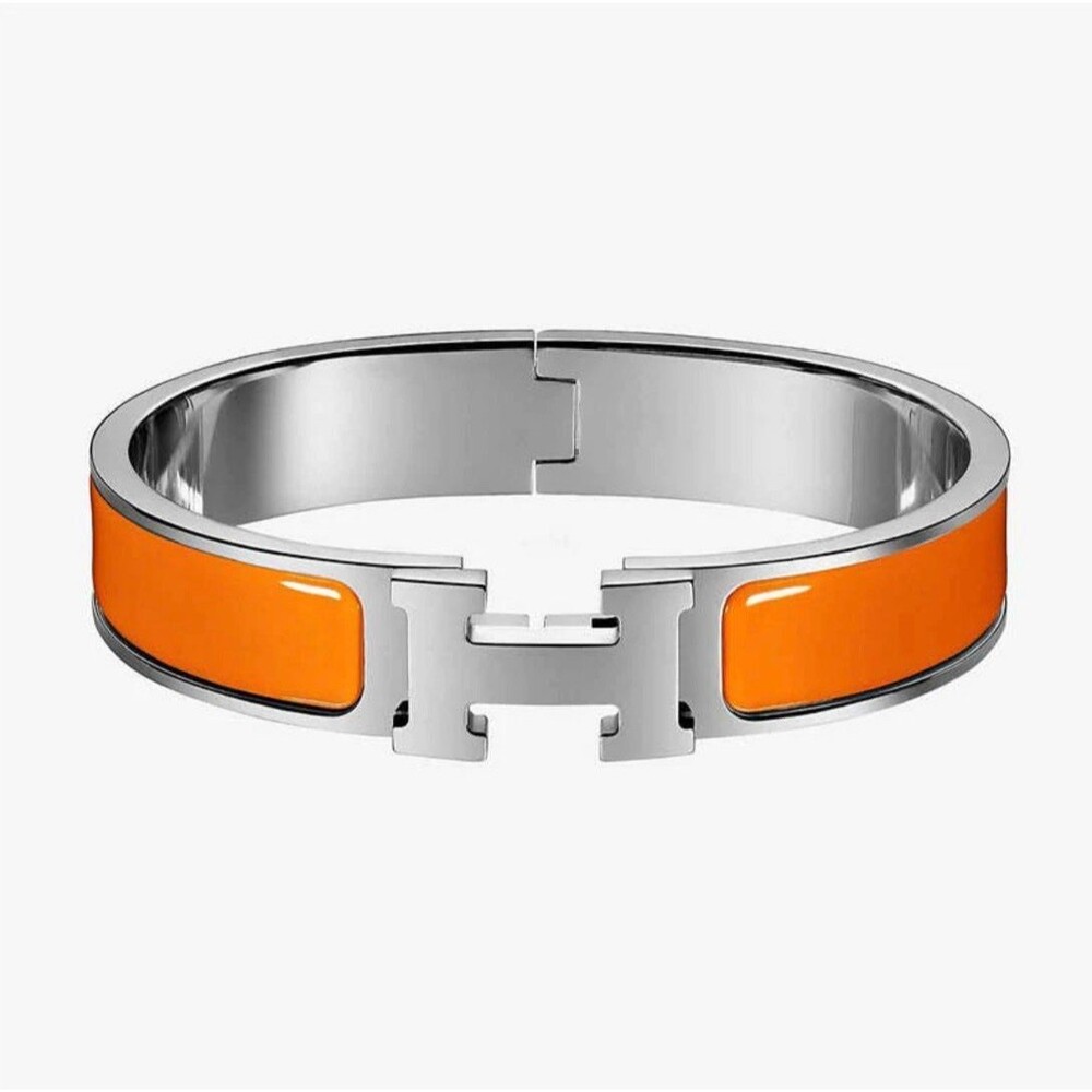 NEW Luxe Orange and Silver Letter H Bangle Bracelet